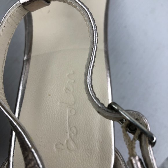 Boden Women's Size 37 (6) Rose Gold Leather Open Toe T-Strap Wedge Sandals - Picture 13 of 13